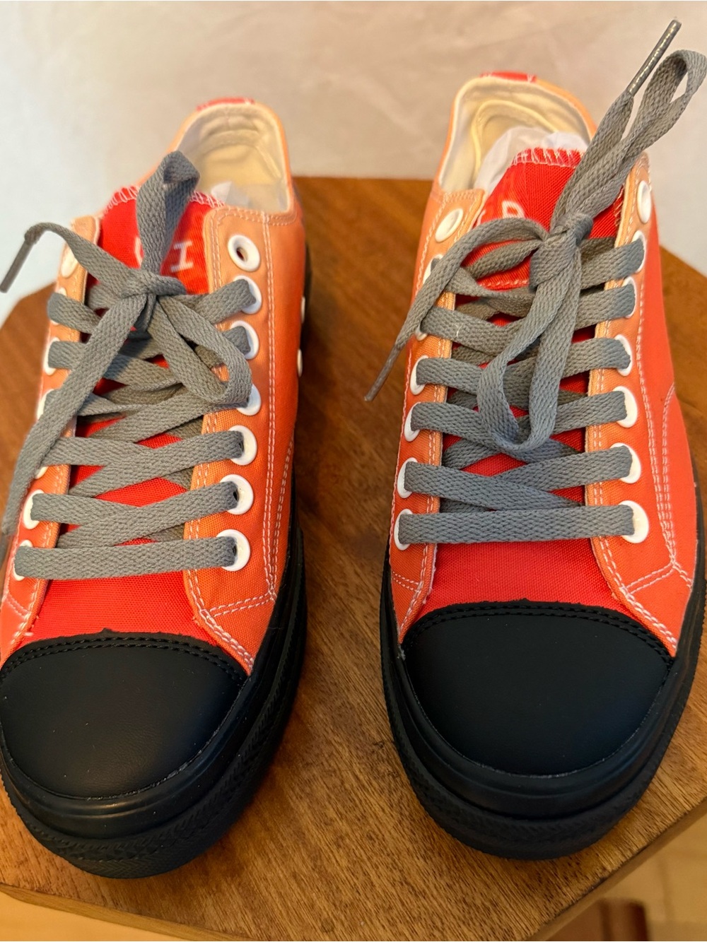Keith Urban Converse Low-Top Orange Canvas Sneakers with Gray Laces
